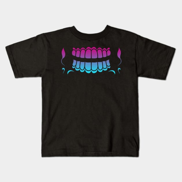 Sugar Skull Festive Simple Wide Print Jaw Vaporwave Kids T-Shirt by aaallsmiles